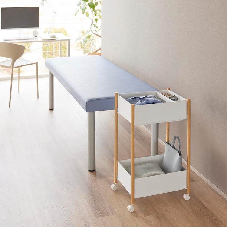 小物トレー付き収納ワゴン 2段 リン 山崎実業 公式 RIN 10179 10180 ブラウン ナチュラル 送料無料