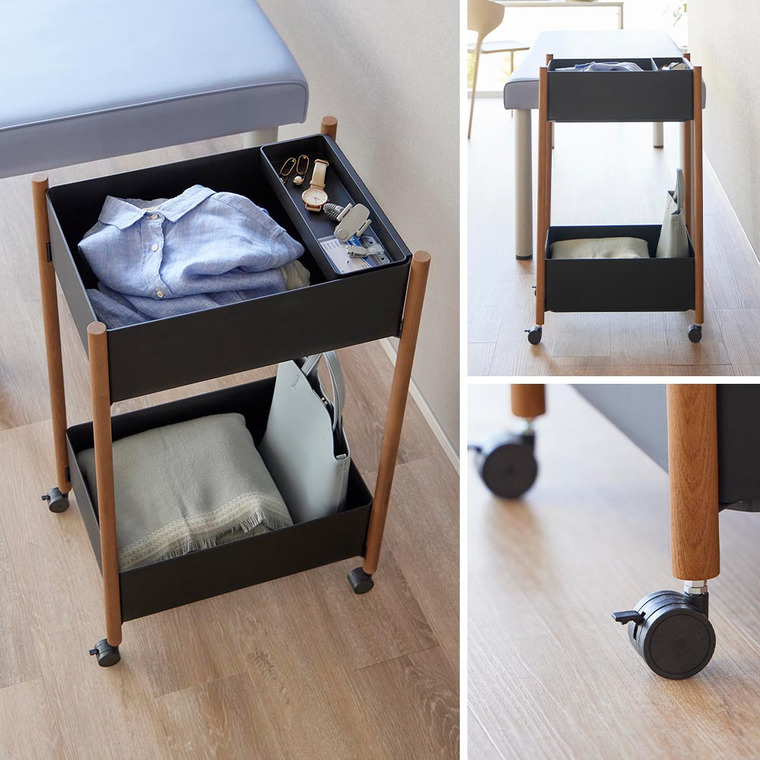 小物トレー付き収納ワゴン 2段 リン 山崎実業 公式 RIN 10179 10180 ブラウン ナチュラル 送料無料