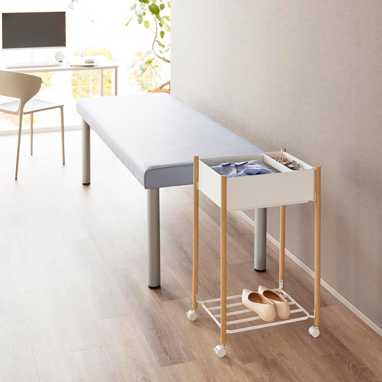 小物トレー付き下段が棚の収納ワゴン 2段 リン 山崎実業 公式 RIN 10181 10182 ブラウン ナチュラル 送料無料