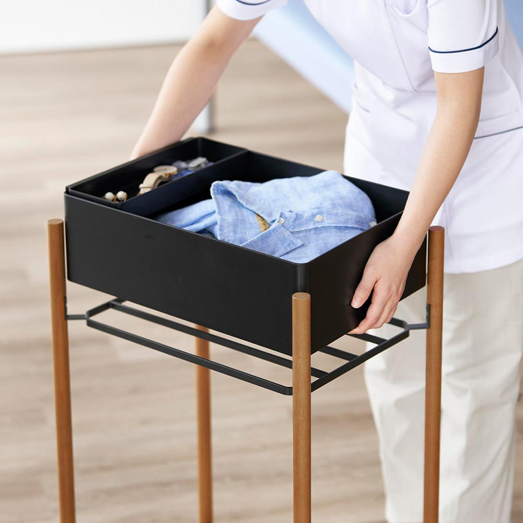 小物トレー付き下段が棚の収納ワゴン 2段 リン 山崎実業 公式 RIN 10181 10182 ブラウン ナチュラル 送料無料