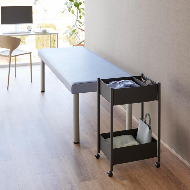 小物トレー付き収納ワゴン 2段 タワー 山崎実業 公式 tower 10183 10184 ホワイト ブラック 送料無料