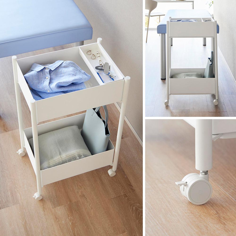 小物トレー付き収納ワゴン 2段 タワー 山崎実業 公式 tower 10183 10184 ホワイト ブラック 送料無料