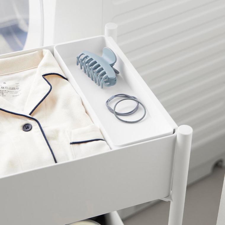 小物トレー付き下段が棚の収納ワゴン 2段 タワー 山崎実業 公式 tower 10185 10186 ホワイト ブラック 送料無料