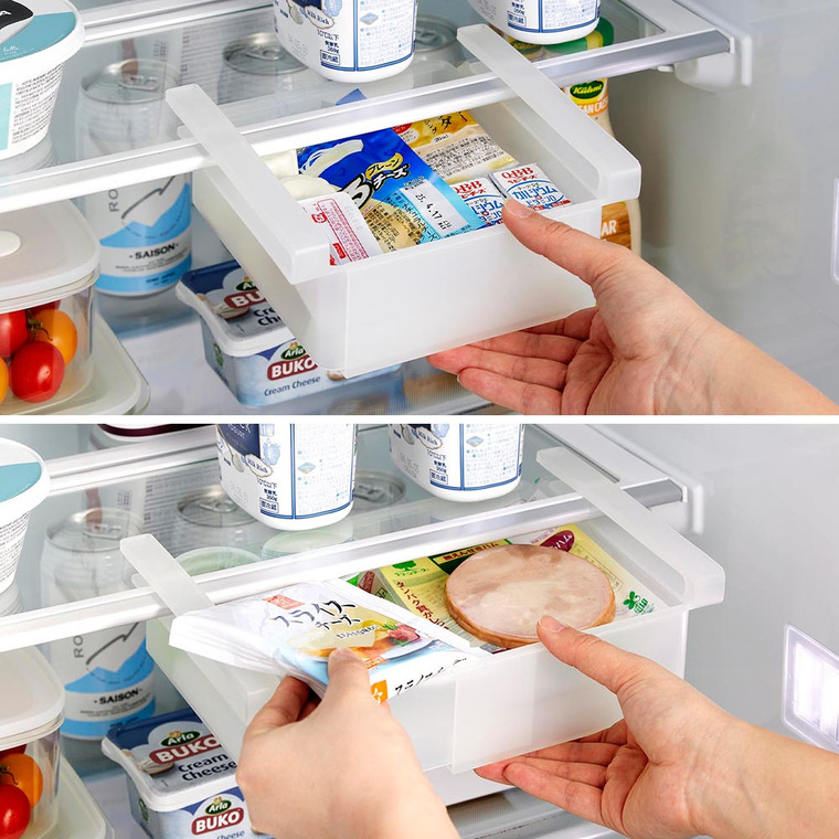 冷蔵庫中棚下伸縮ラック タワー 山崎実業 公式 tower 10213 10214 ホワイト ブラック