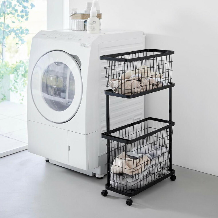 山崎実業 tower ランドリーワゴン+バスケット タワー スリム 公式 8464 8465 ホワイト ブラック