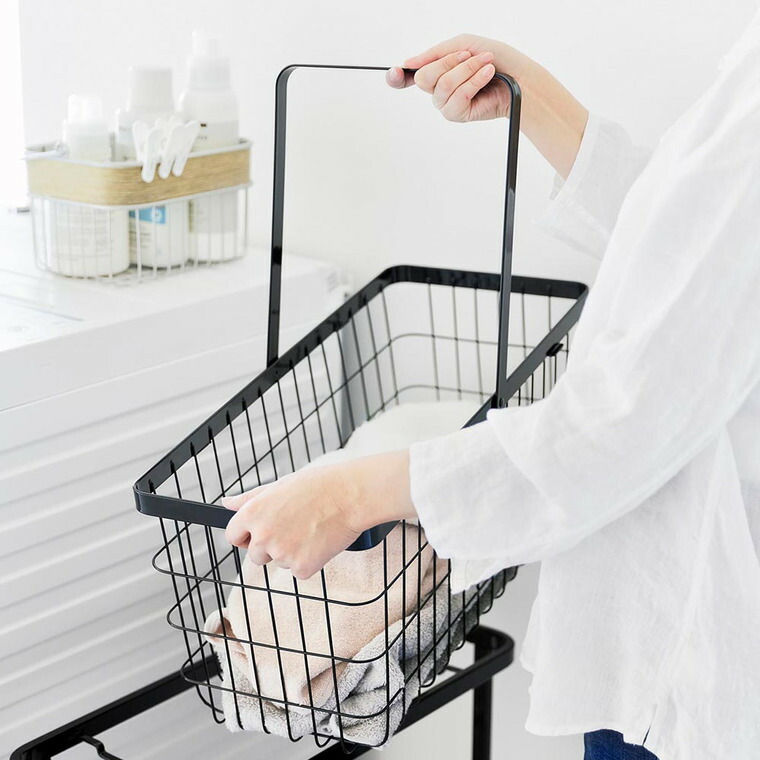 山崎実業 tower ランドリーワゴン+バスケット タワー スリム 公式 8464 8465 ホワイト ブラック