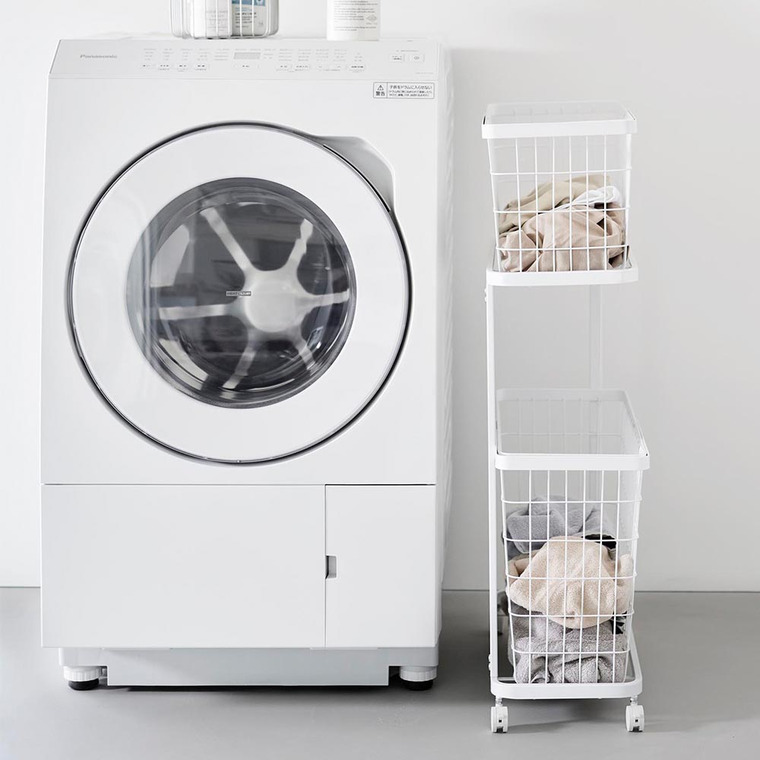 山崎実業 tower ランドリーワゴン+バスケット タワー スリム 公式 8464 8465 ホワイト ブラック