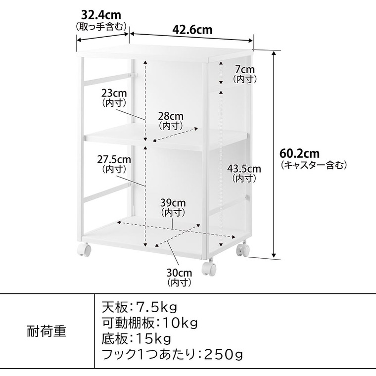 [ 目隠しワゴン タワー 天板付き ] 山崎実業 公式 tower 8466 8467 ホワイト ブラック / キッチンワゴン 天板付き スチールワゴン キャスター付き 2段 収納 キャスターワゴン キッチン リビング 書斎