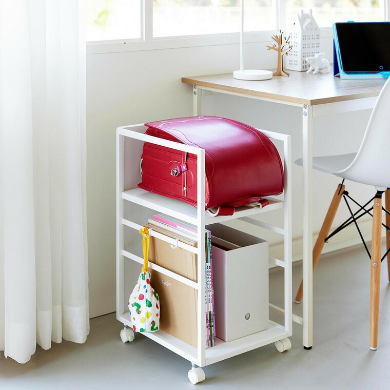 [ 目隠しワゴン タワー スリム ] 山崎実業 公式 tower 8468 8469 ホワイト ブラック / スチールワゴン キャスター付き 2段 スリム 収納 キッチンワゴン キャスターワゴン リビング 書斎