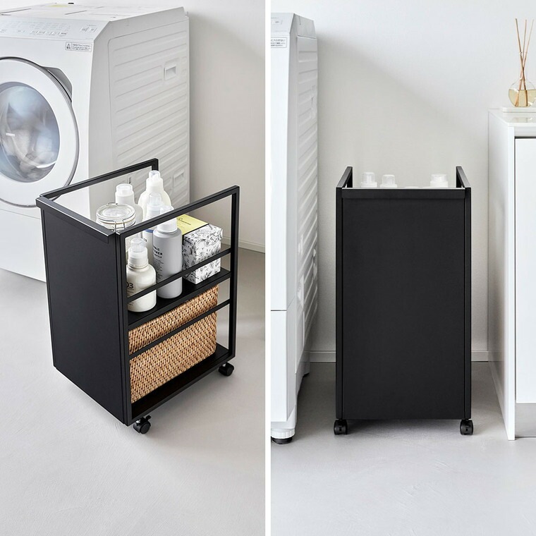 [ 目隠しワゴン タワー スリム ] 山崎実業 公式 tower 8468 8469 ホワイト ブラック / スチールワゴン キャスター付き 2段 スリム 収納 キッチンワゴン キャスターワゴン リビング 書斎