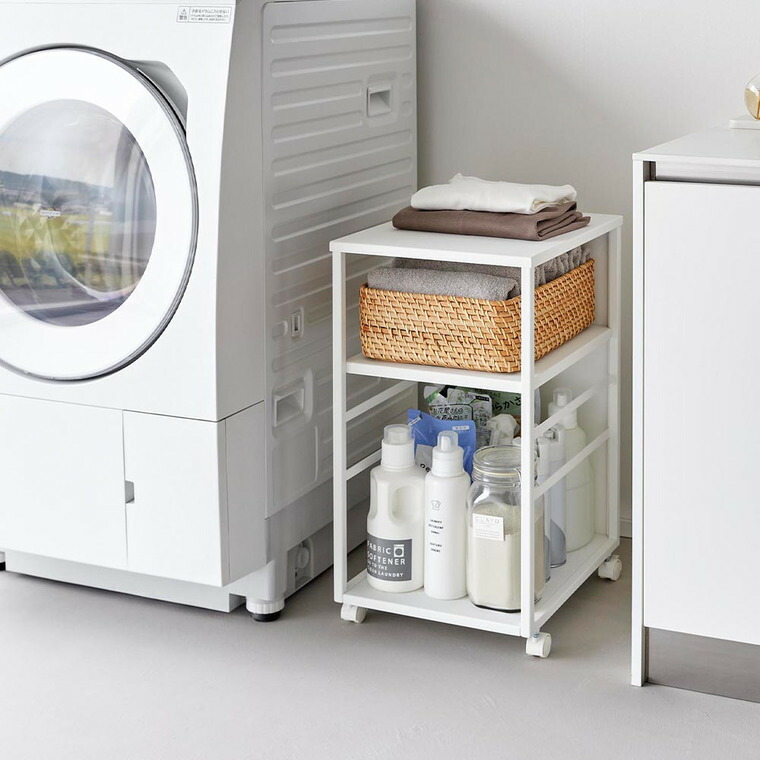 [ 目隠しワゴン タワー スリム 天板付き ] 山崎実業 公式 tower 8470 8471 ホワイト ブラック / キッチンワゴン 天板付き スチールワゴン キャスター付き 2段 スリム 収納 子供部屋 リビング 書斎