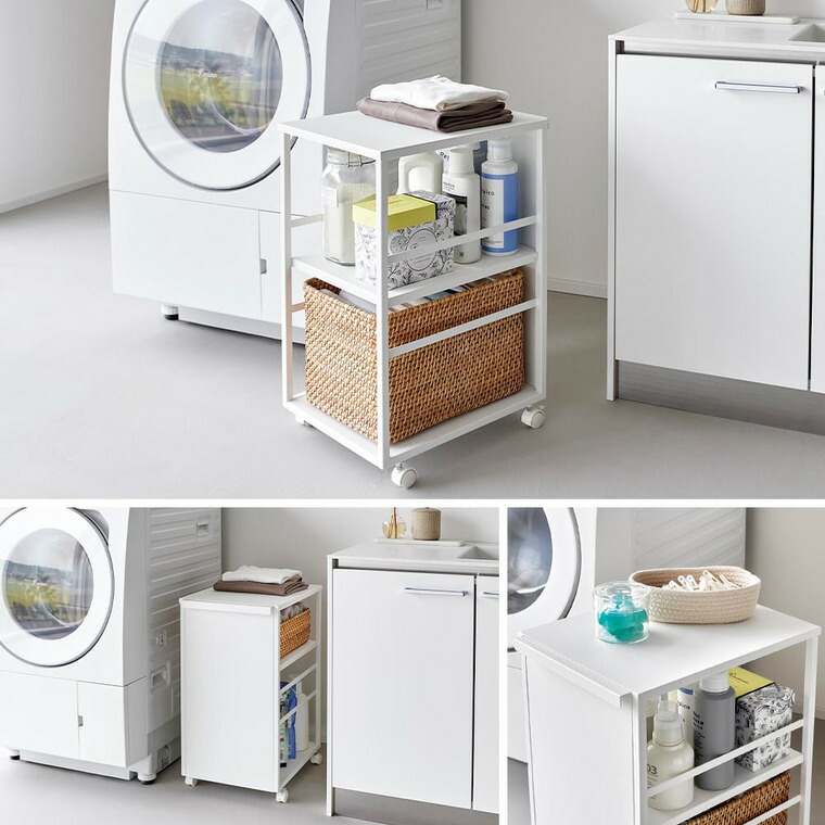 [ 目隠しワゴン タワー スリム 天板付き ] 山崎実業 公式 tower 8470 8471 ホワイト ブラック / キッチンワゴン 天板付き スチールワゴン キャスター付き 2段 スリム 収納 子供部屋 リビング 書斎