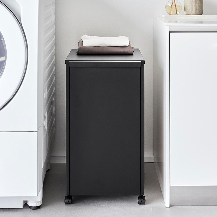 [ 目隠しワゴン タワー スリム 天板付き ] 山崎実業 公式 tower 8470 8471 ホワイト ブラック / キッチンワゴン 天板付き スチールワゴン キャスター付き 2段 スリム 収納 子供部屋 リビング 書斎