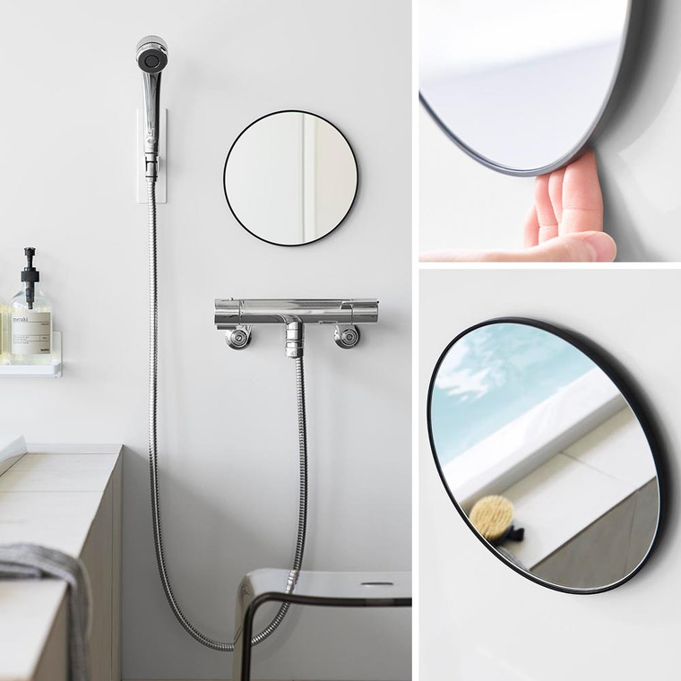 マグネットバスルームミラー タワー 丸型 23cm 山崎実業 公式 tower 10175 10176 ホワイト ブラック