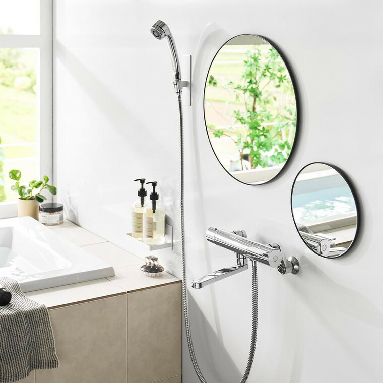 マグネットバスルームミラー タワー 丸型 23cm 山崎実業 公式 tower 10175 10176 ホワイト ブラック