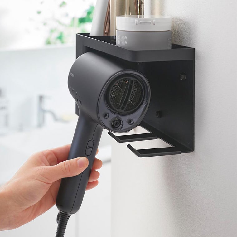 壁付けドライヤー&ヘアーアイロンホルダー タワー トレー付き 山崎実業 公式 tower 10254 10255 ホワイト ブラック 送料無料