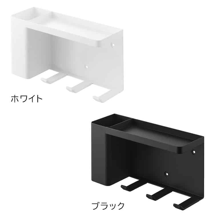 壁付けドライヤー&ヘアーアイロンホルダー タワー トレー付き 山崎実業 公式 tower 10254 10255 ホワイト ブラック 送料無料