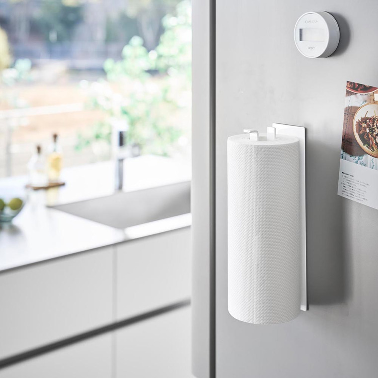 片手でカットマグネットキッチンペーパーホルダー タワー 縦タイプ 山崎実業 tower 10268 10269 ホワイト ブラック