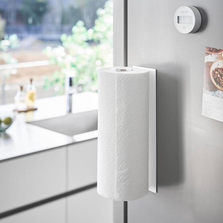 片手でカットマグネットキッチンペーパーホルダー タワー 縦タイプ L 山崎実業 tower 10270 10271 ホワイト ブラック