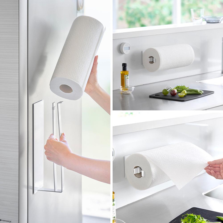 片手でカットマグネットキッチンペーパーホルダー タワー 縦タイプ L 山崎実業 tower 10270 10271 ホワイト ブラック