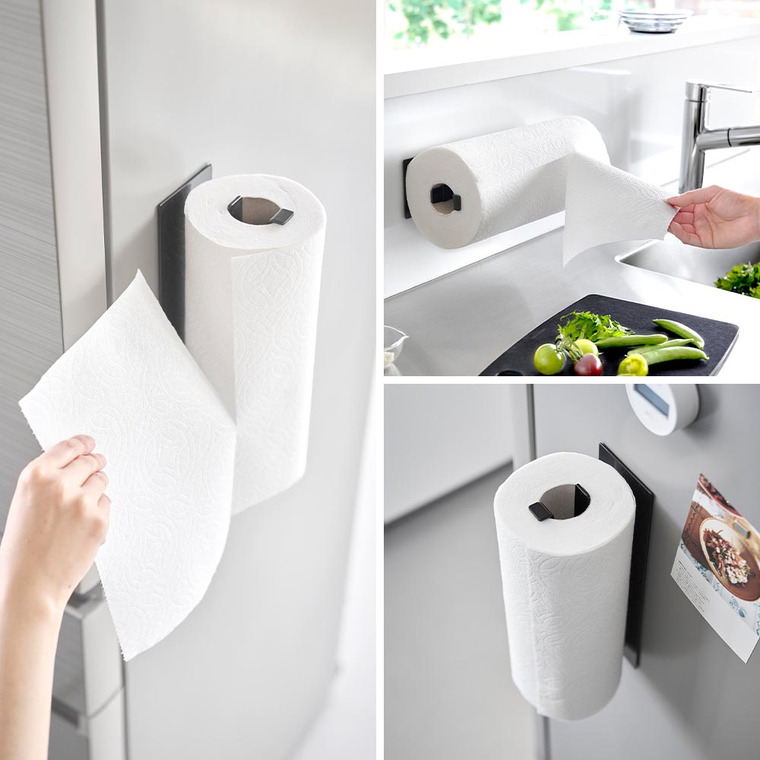 片手でカットマグネットキッチンペーパーホルダー タワー 縦タイプ L 山崎実業 tower 10270 10271 ホワイト ブラック