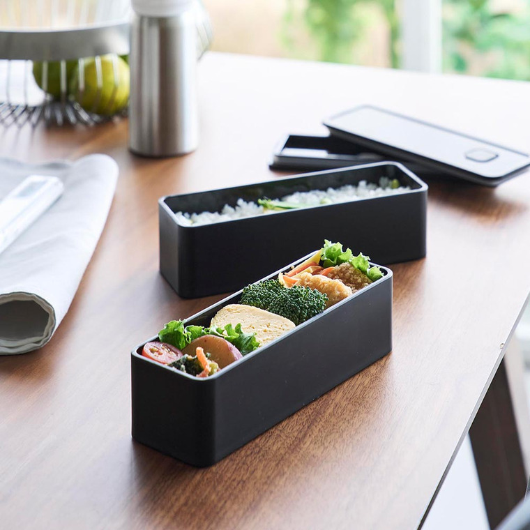 山崎実業 tower バルブ付き密閉ランチボックス タワー 2段 スリム 公式 10272 10273 ホワイト ブラック