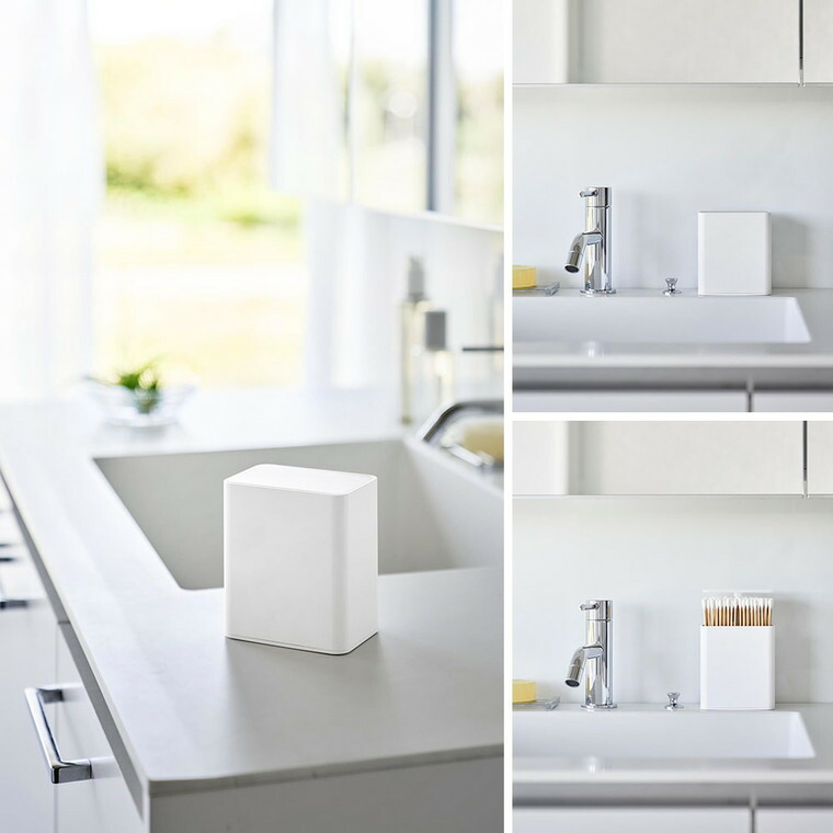 山崎実業 tower ポップアップ式綿棒ケース タワー 公式 10284 10285 ホワイト ブラック