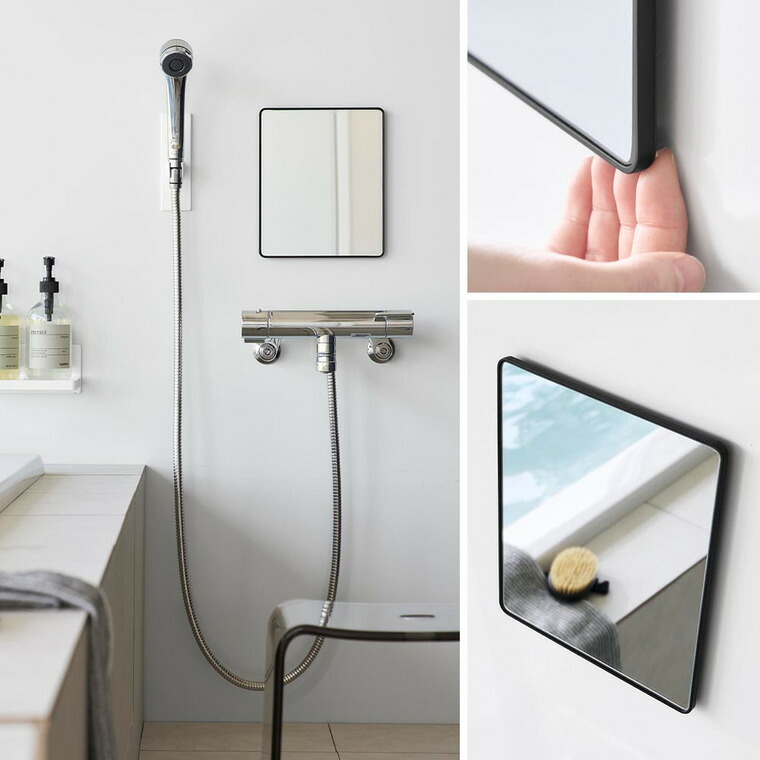 山崎実業 tower マグネットバスルームミラー タワー 角型 公式 10306 10307 ホワイト ブラック 送料無料