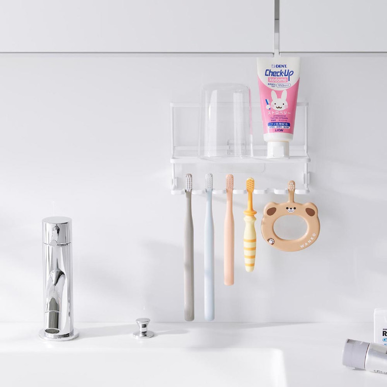 山崎実業 tower フィルムフック歯ブラシ&チューブホルダー タワー 公式 10324 10325 ホワイト ブラック