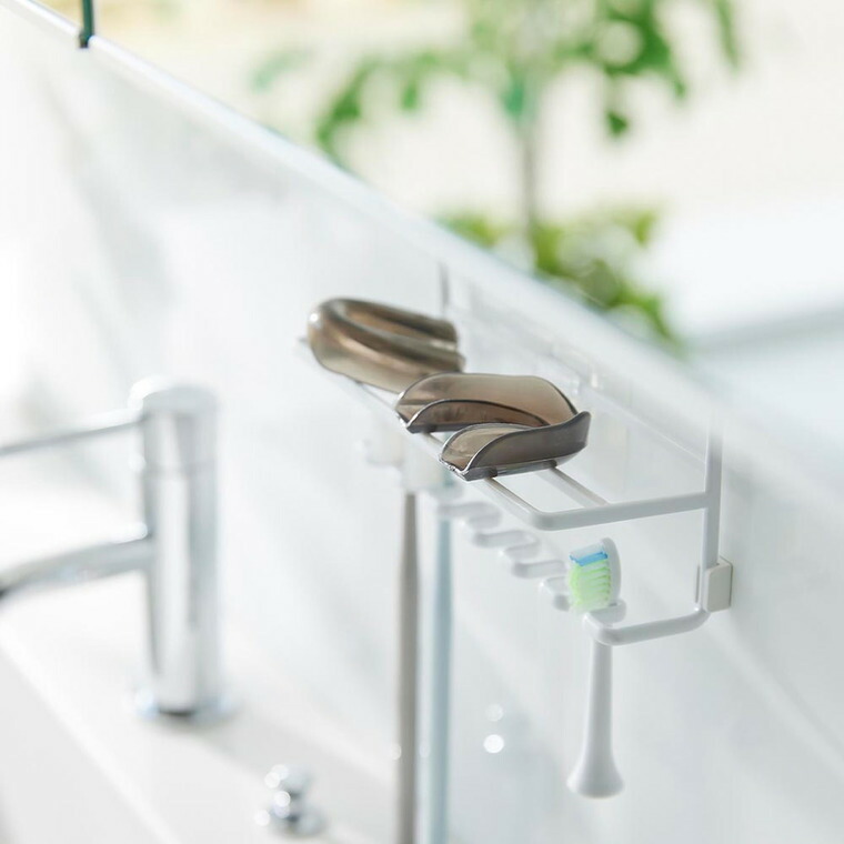 山崎実業 tower フィルムフック歯ブラシ&チューブホルダー タワー 公式 10324 10325 ホワイト ブラック