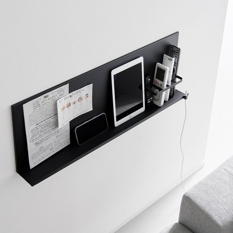 壁付けスチールパネル タワー リモコンホルダー付き 山崎実業 公式 tower 10352 10353 ホワイト ブラック 送料無料