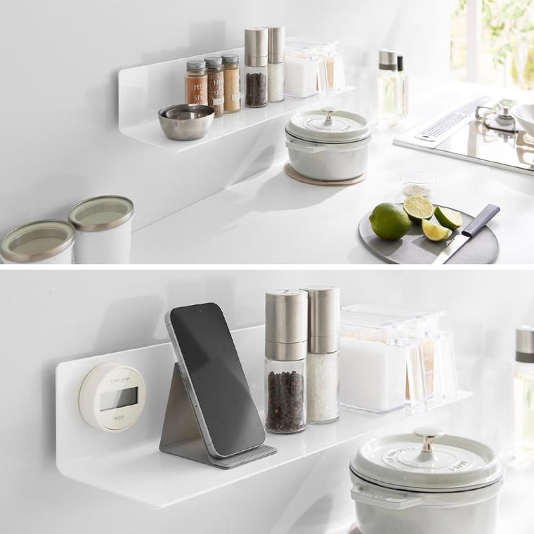 フィルムフックキッチン棚 タワー ワイド 山崎実業 公式 tower 10410 10411 ホワイト ブラック 送料無料 / 幅50cm