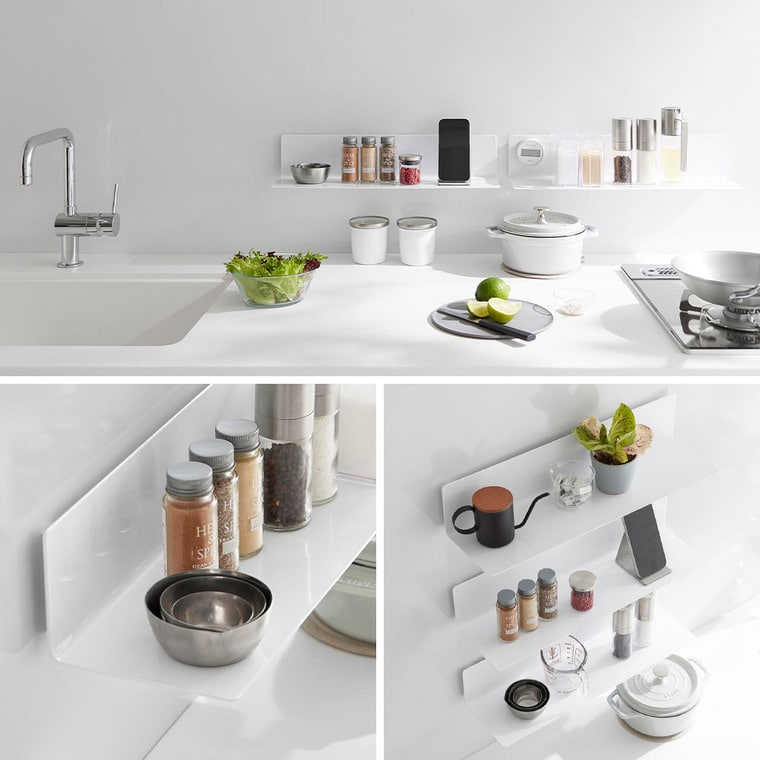 フィルムフックキッチン棚 タワー ワイド 山崎実業 公式 tower 10410 10411 ホワイト ブラック 送料無料 / 幅50cm