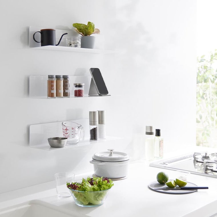 フィルムフックキッチン棚 タワー ワイド 山崎実業 公式 tower 10410 10411 ホワイト ブラック 送料無料 / 幅50cm