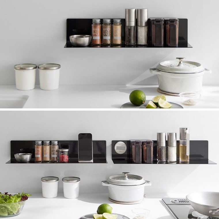 フィルムフックキッチン棚 タワー ワイド 山崎実業 公式 tower 10410 10411 ホワイト ブラック 送料無料 / 幅50cm