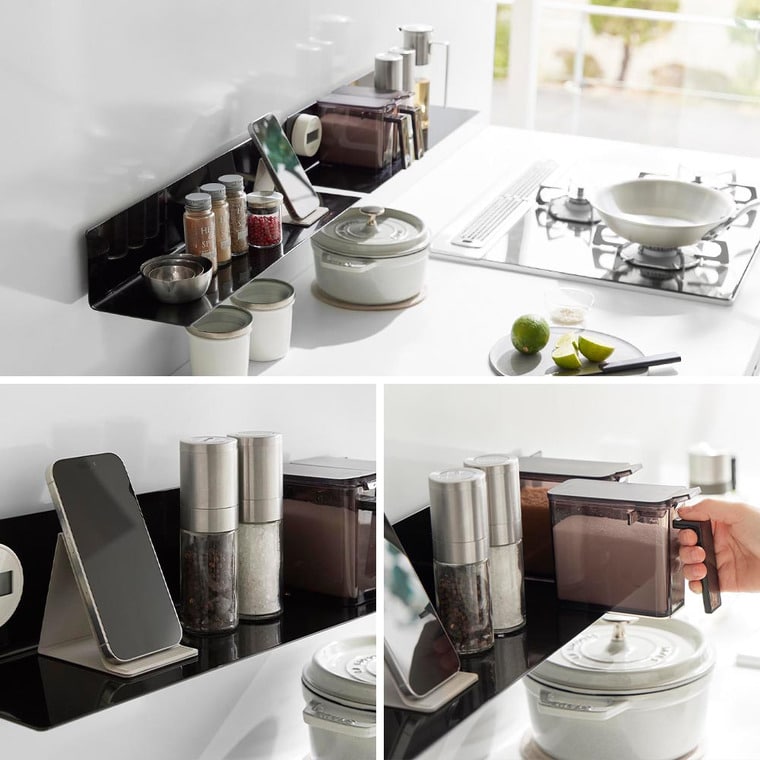 フィルムフックキッチン棚 タワー ワイド 山崎実業 公式 tower 10410 10411 ホワイト ブラック 送料無料 / 幅50cm