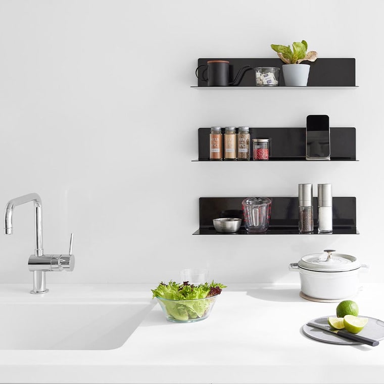 フィルムフックキッチン棚 タワー ワイド 山崎実業 公式 tower 10410 10411 ホワイト ブラック 送料無料 / 幅50cm