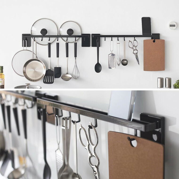 山崎実業 tower フィルムフック鍋蓋も収納できるキッチンツールバーフック付き タワー W55 公式 10412 10413 ホワイト ブラック 送料無料