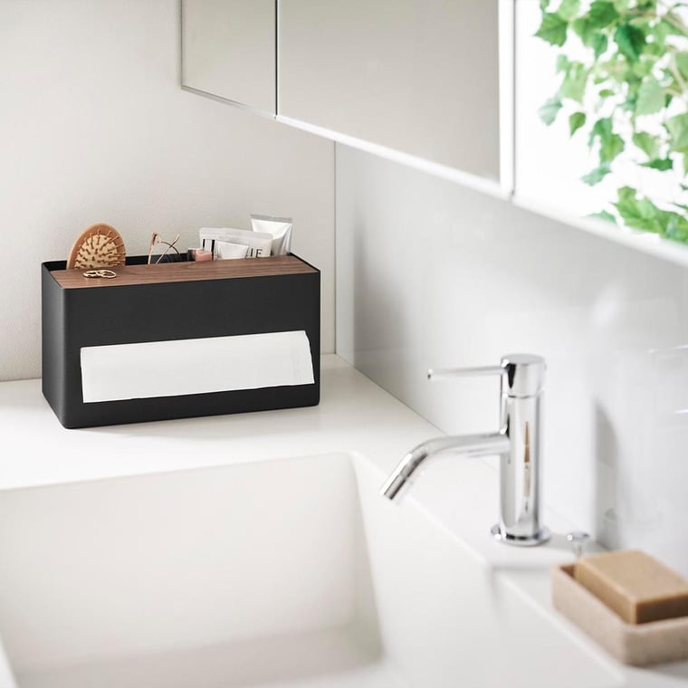 厚型対応ティッシュケース&リモコンスタンド リン 山崎実業 RIN 10414 10415 ブラウン ナチュラル 送料無料