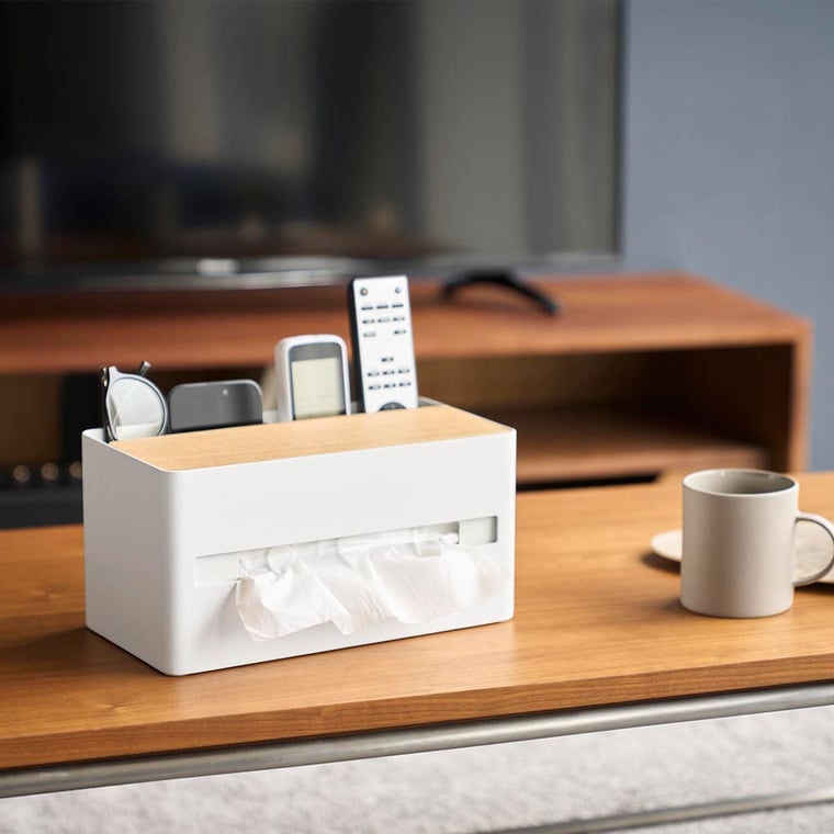 厚型対応ティッシュケース&リモコンスタンド リン 山崎実業 RIN 10414 10415 ブラウン ナチュラル 送料無料