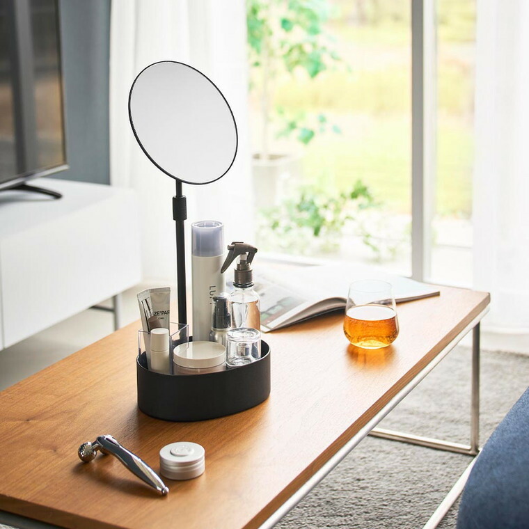 山崎実業 tower 高さと角度が調節できる収納付きスタンドミラー タワー 公式 10418 10419 ホワイト ブラック 送料無料