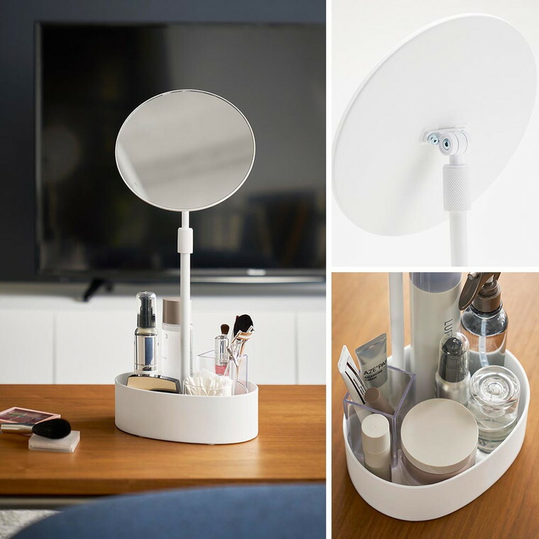 山崎実業 tower 高さと角度が調節できる収納付きスタンドミラー タワー 公式 10418 10419 ホワイト ブラック 送料無料