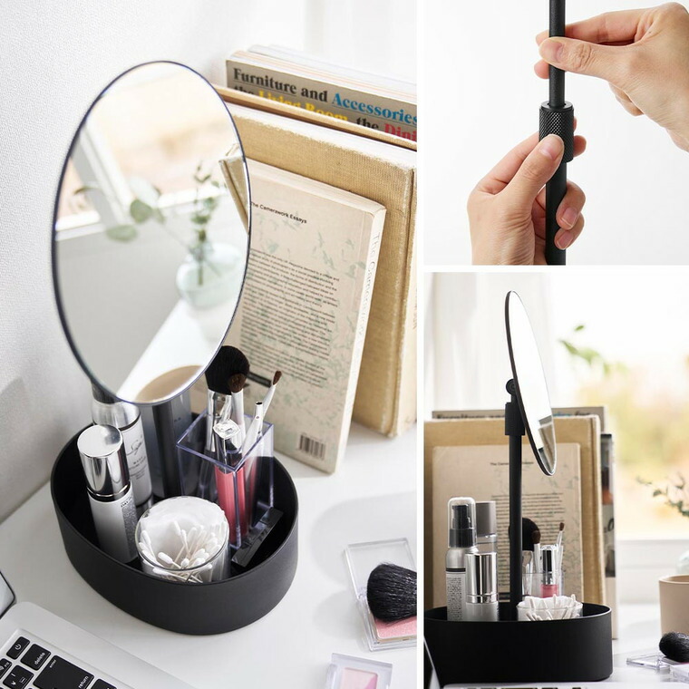 山崎実業 tower 高さと角度が調節できる収納付きスタンドミラー タワー 公式 10418 10419 ホワイト ブラック 送料無料