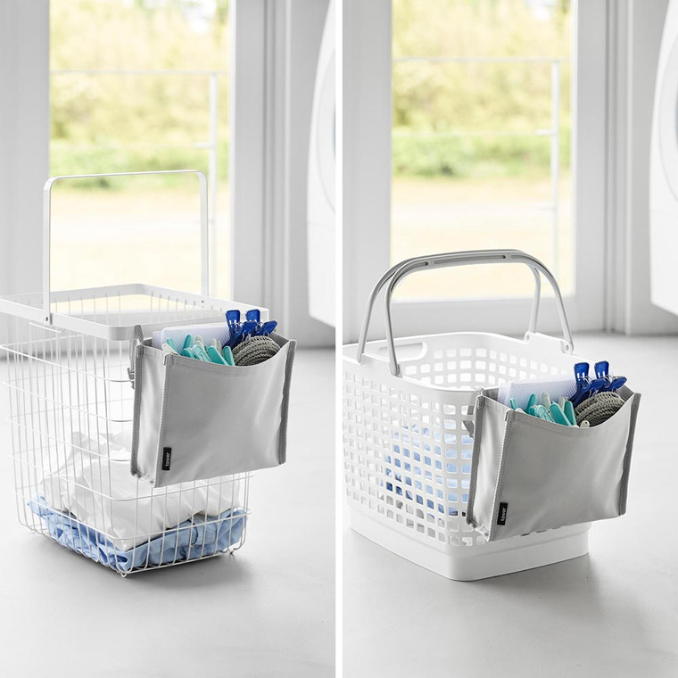 山崎実業 tower 洗濯カゴに取り付けるピンチ&ネット収納ポケット タワー 公式 ライトグレー ブラック 10436 10437