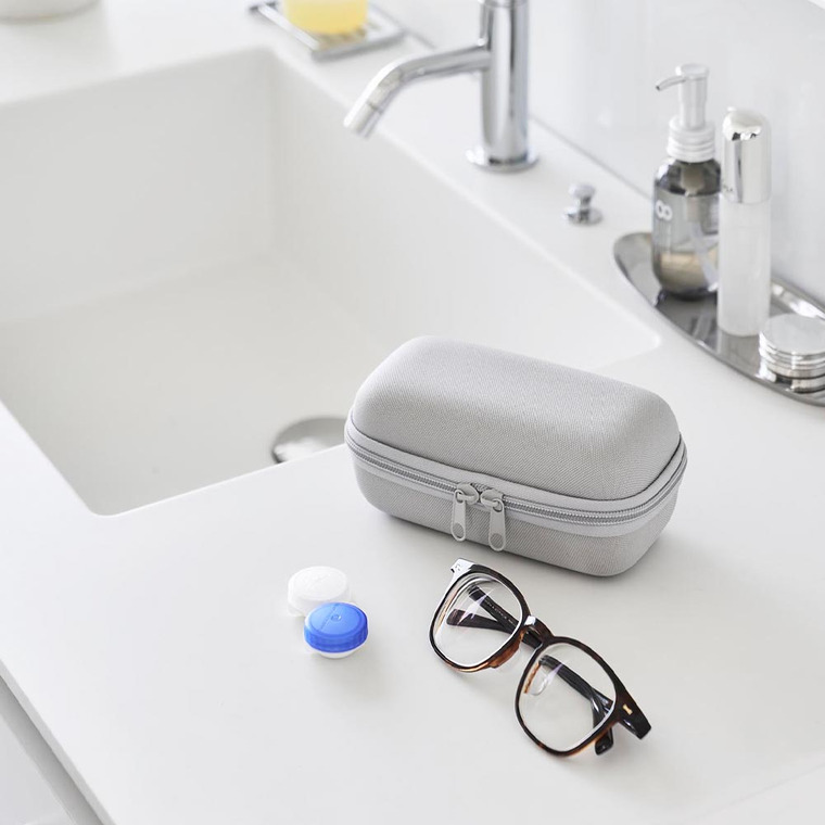 山崎実業 tower メガネとコンタクトレンズ用品が収納できるメガネケース タワー 公式 10438 10439 ライトグレー ブラック