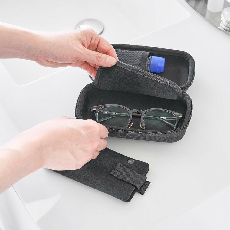 山崎実業 tower メガネとコンタクトレンズ用品が収納できるメガネケース タワー 公式 10438 10439 ライトグレー ブラック