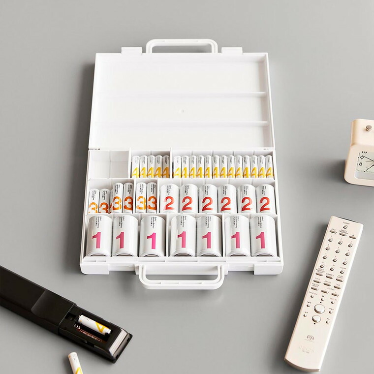 山崎実業 tower ハンドル付きスリム分別電池ケース タワー 公式 10462 10463 ホワイト ブラック