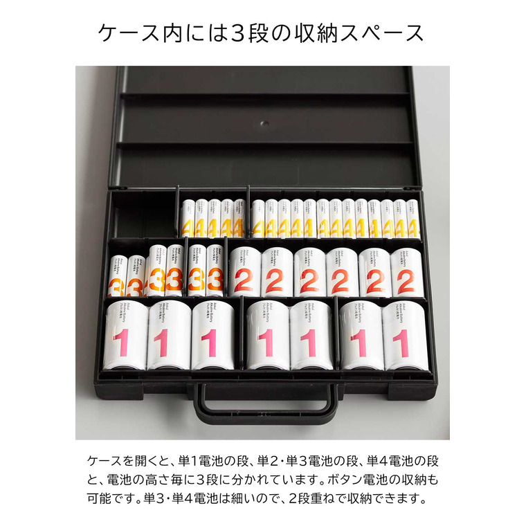 山崎実業 tower ハンドル付きスリム分別電池ケース タワー 公式 10462 10463 ホワイト ブラック