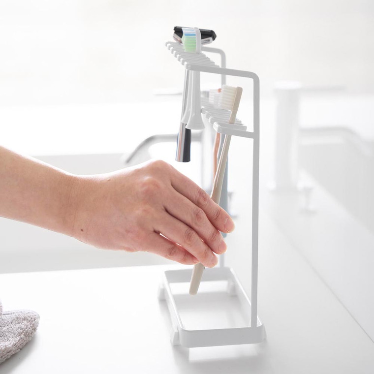 歯ブラシ&替え歯ブラシスタンド タワー 2段 山崎実業 公式 tower 10478 10479 ホワイト ブラック