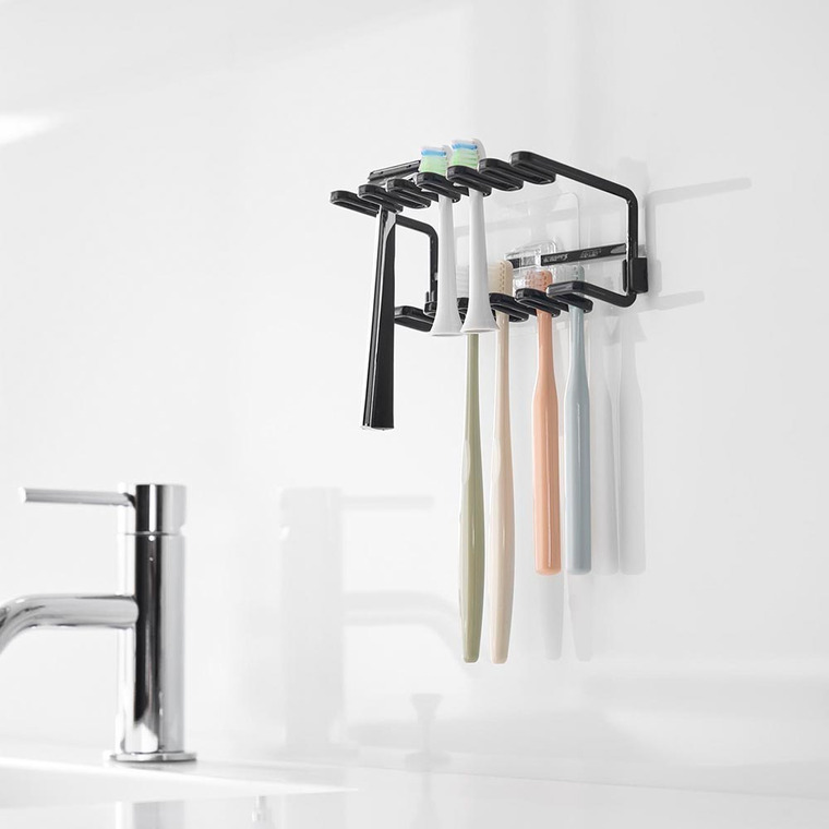 フィルムフック歯ブラシ&替え歯ブラシホルダー タワー 2段 山崎実業 公式 tower 10480 10481 ホワイト ブラック